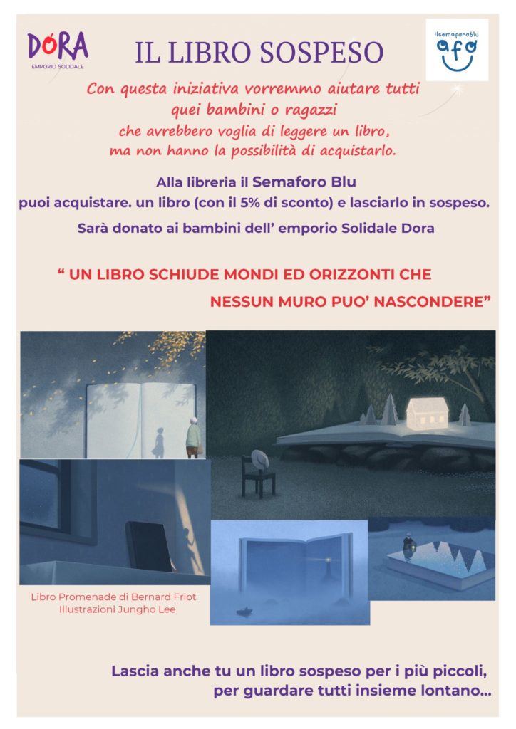 Il libro Sospeso proposto dalla Libreria Il Semaforo Blu a favore di Dora