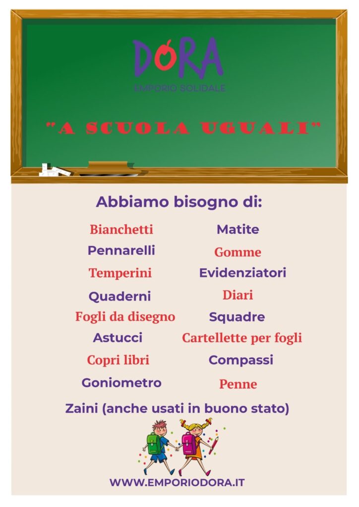 Riparte la raccolta di materiale scolastico a favore di Dora